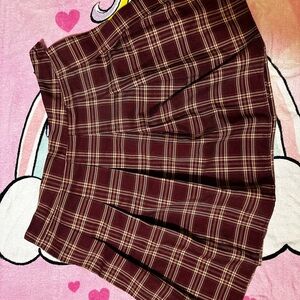 SHEIN Burgundy Plaid A-Line Skirt